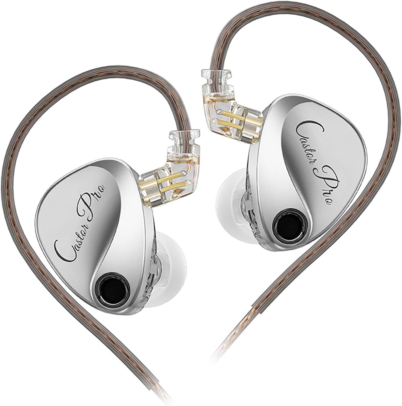 KZ Castor Pro Auriculares In-Ear Monitor HiFi con Bass Mejorado – IEM con Doble Driver Dinámico 10mm, 16 Perfiles de Sonido Ajustables, Cable Desmontable 2PIN-C – Gaming y Música